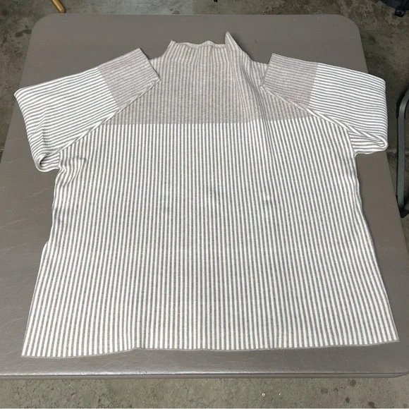 Rachel Zoe taupe/khaki/white striped mock neck sweater, size 2x - Picture 5 of 7
